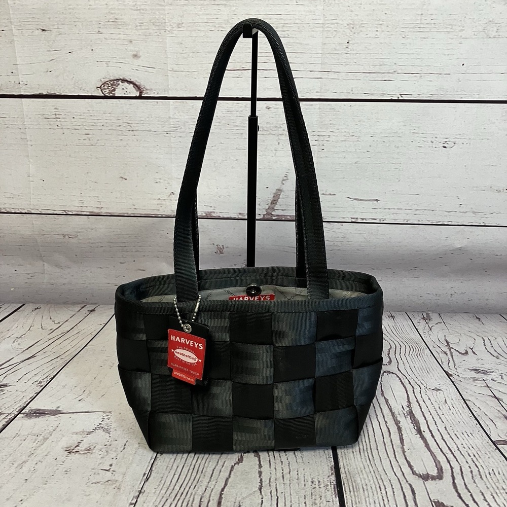Harveys Original Seatbelt Bag Tote Black‎ Shoulder Purse 14"X9"X4"